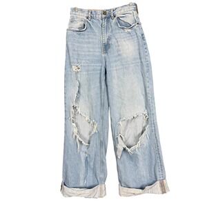 BDG Light Wash Distressed Wide Leg Jeans
